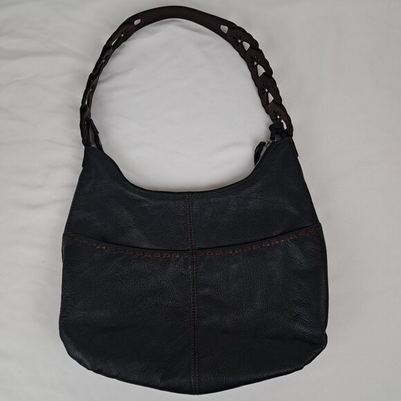 Brighton Kodiak Black and Brown Leather Hobo Shoulder Bag - Picture 2 of 16